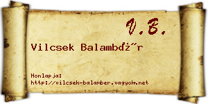 Vilcsek Balambér névjegykártya